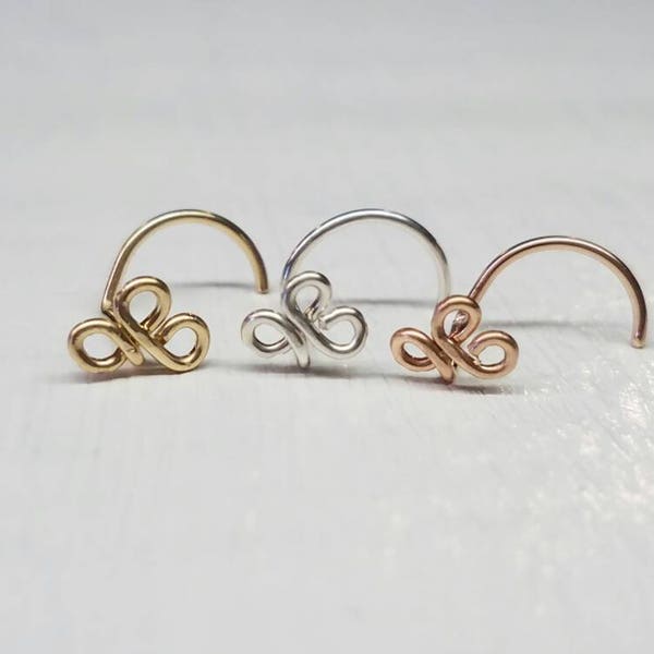 Triquetra Nose Screw, Nose Stud, Clover Nose Screw, Celtic Knot, Celtic Knot Nose Screw, Fleur-de-lis Nose Screw, 3 Leaf Clover Jewelry