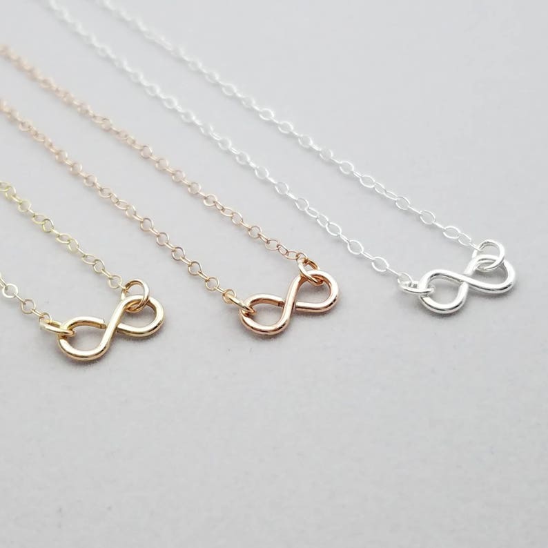 Infinity Necklace in Sterling Rose and Yellow Gold image 2