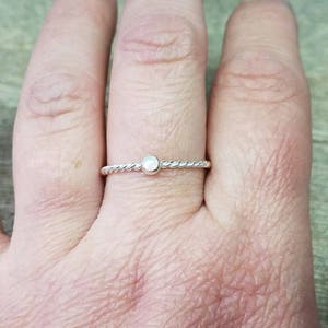 Opal Twist Ring Sterling Silver Stacking Ring image 3