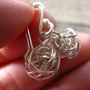 Sterling silver yarn ball earrings image 3