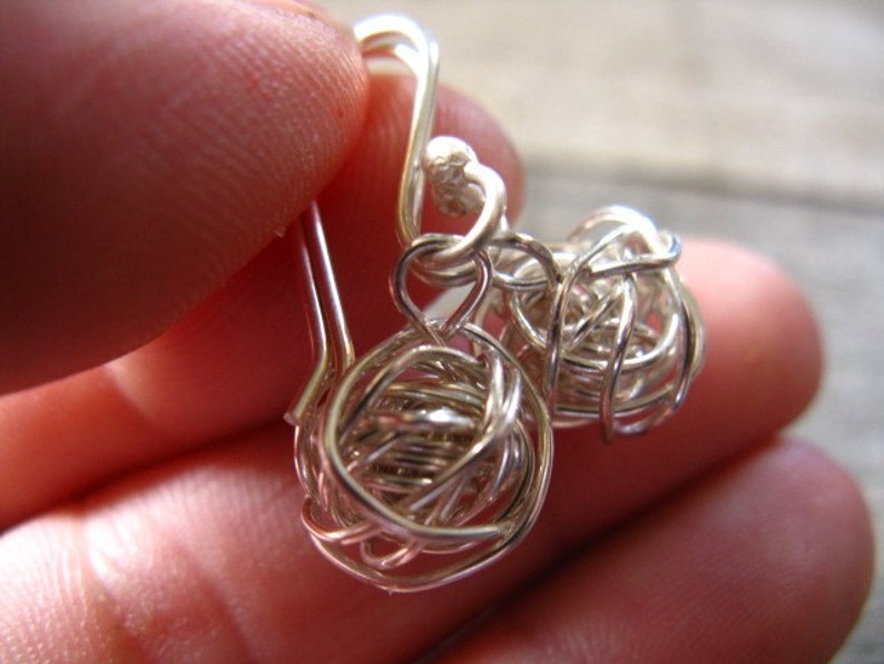 Sterling silver yarn ball earrings image 3