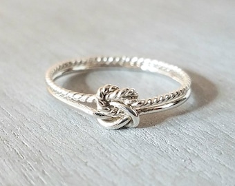 Silver Double Knot Ring Twisted Double Knot Ring
