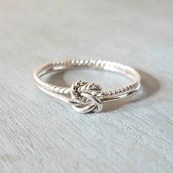 Silver Double Knot Ring Twisted Double Knot Ring