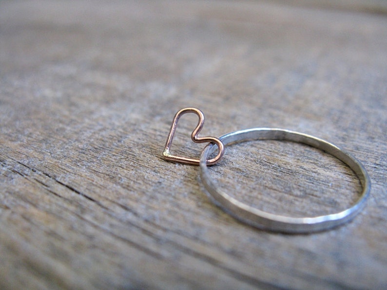 Floating Heart Sterling Silver Stacking Ring image 3