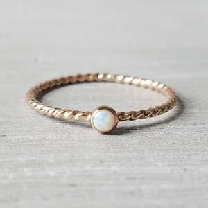 Opal Twist Ring 14k Gold Filled Stacking Ring