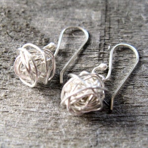 Sterling silver yarn ball earrings image 4