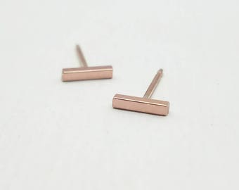Rose Gold Bar Earrings 14k Rose Gold Filled