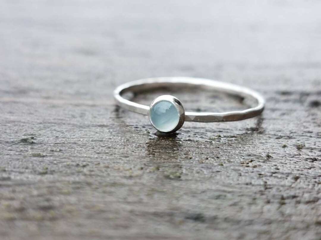 Aquamarine Stacking Ring in Sterling Silver March Birthstone Ring ...