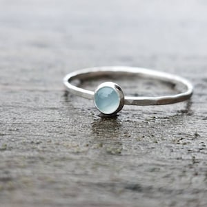Aquamarine Stacking Ring in Sterling Silver March Birthstone Ring Mothers Ring