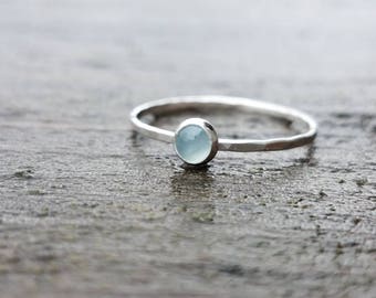 Aquamarine Stacking Ring in Sterling Silver March Birthstone Ring Mothers Ring