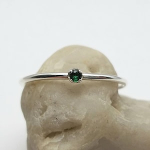 Tiny Emerald Ring in Sterling Silver