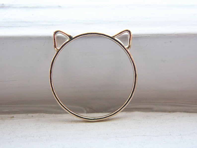 Gold Cat Ring Cat Ears Ring image 3