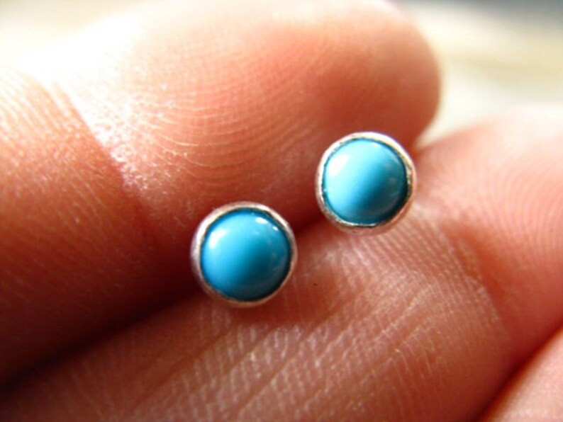 Turquoise Stud Earrings Stering Silver image 5