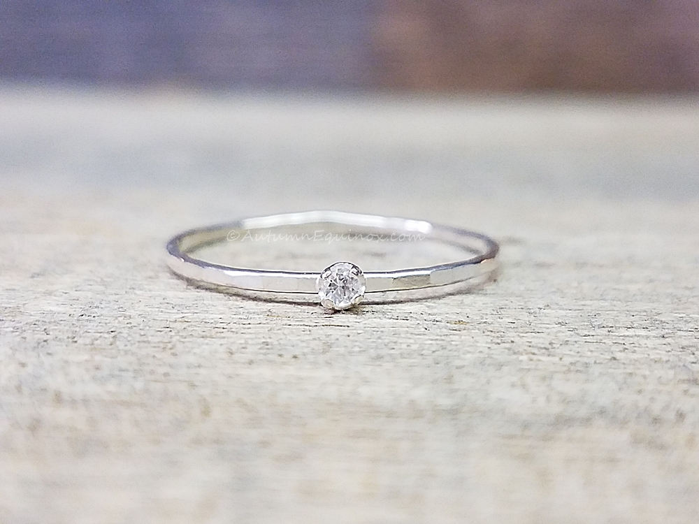 White Sapphire Ring Sterling Silver | Etsy