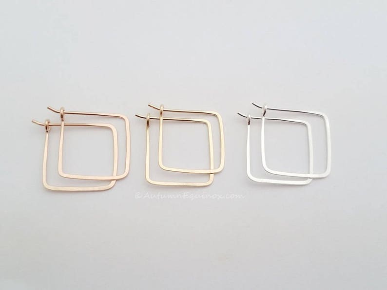 Square Hoop Earrings 14k Gold Filled image 2