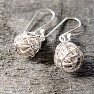 Sterling silver yarn ball earrings image 2