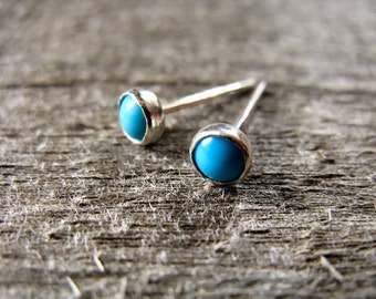 Turquoise Stud Earrings Stering Silver