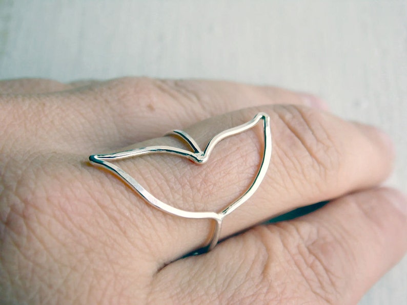 Whale Tail Ring Mustache Ring Butterfly Wing Ring image 5