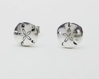 Sterling Silver Sand Dollar Stud Earrings