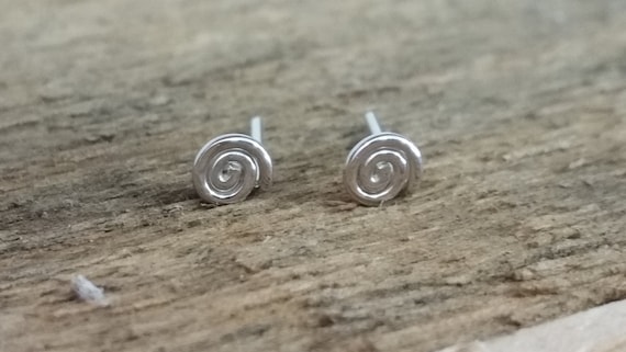 Spiral Hoop Stud Earrings - Silver Plate main image 1