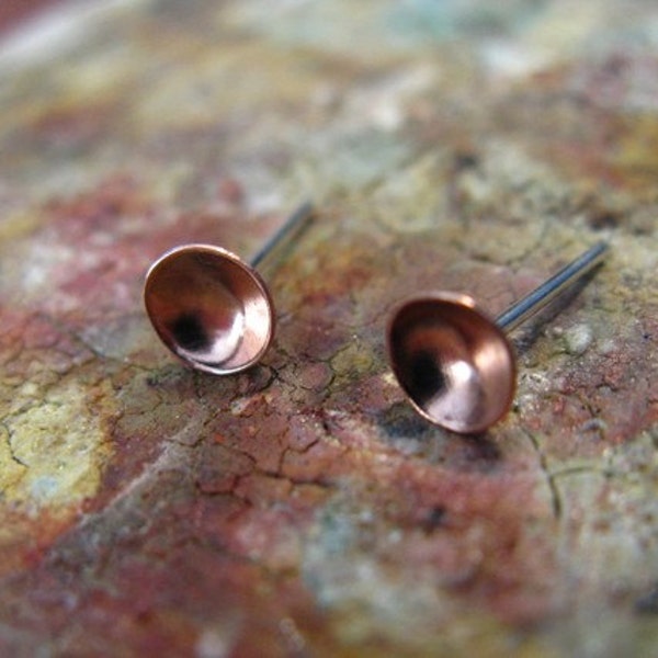 Copper Cup Earrings Copper Dome Earrings