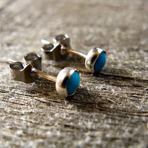 Turquoise Stud Earrings Stering Silver image 4