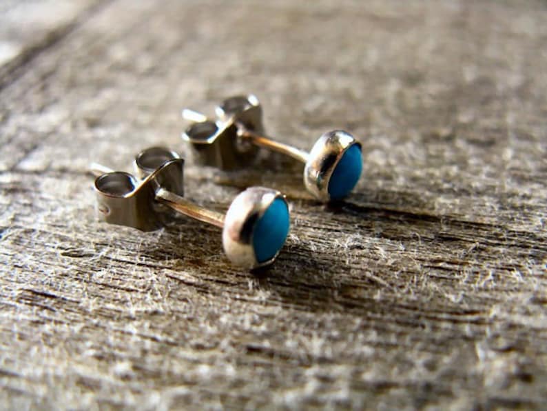 Turquoise Stud Earrings Stering Silver image 4
