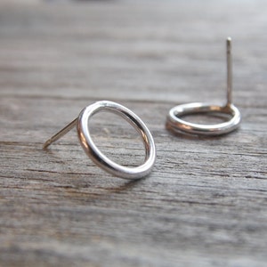 Circle Stud Earrings Sterling Silver image 1