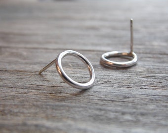 Circle Stud Earrings Sterling Silver