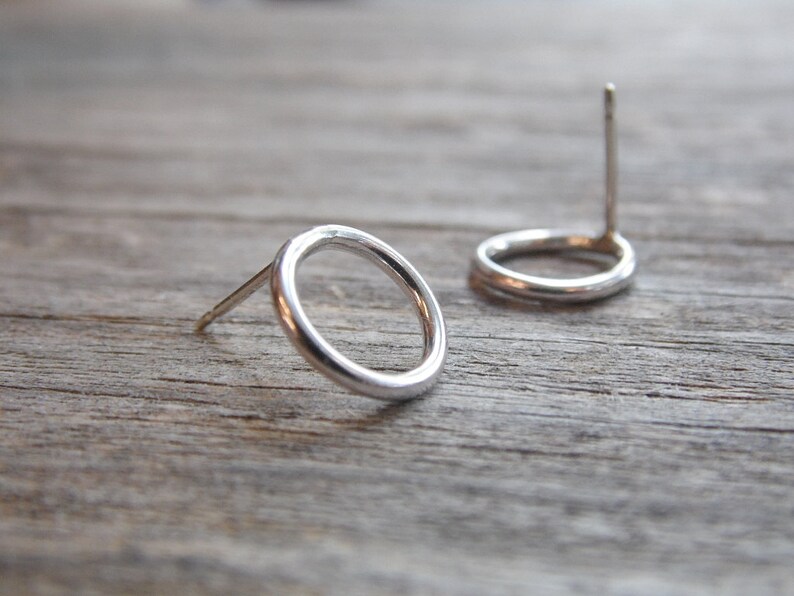 Circle Stud Earrings Sterling Silver image 1