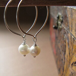 Lotus hoop earrings with freshwater pearl image 3