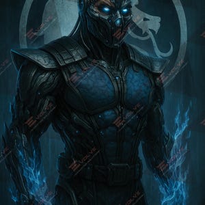 Op Mortal Kombat Sub-Zero geïnspireerd kunstwerk. Posterformaat: 11 x 17 inch. Digitaal bestand. Futuristische cyborg, png
