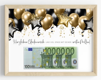 Birthday cash gift | Birthday gift | First million | Last-minute gift | Download to print | PDF | Give money