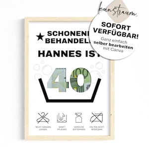 Geldgeschenk Geburtstag | kreatives personalisiertes Geburtstagsgeschenk Geld | last Minute sofort Download mit Canva selber bearbeiten