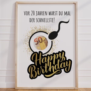 Presente engraçado em dinheiro para aniversário de 20 anos | Presente de aniversário | ideia criativa para presente download instantâneo em PDF | Imprimir pôster vigésimo aniversário
