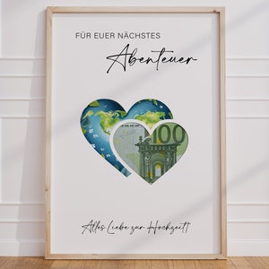 Geldgeschenk Hochzeit | Hochzeitsposter | kreatives DIY Geschenk | nächstes Abenteuer | Hochzeitsgeschenk Geld | Last minute Sofort Download
