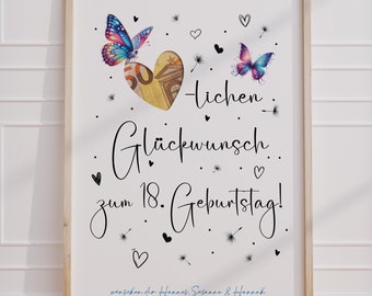 Cash gift idea for an 18th birthday | Wish fulfiller: finally turning 18 | Gift idea download PDF | Birthday poster