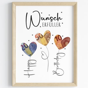 Geldgeschenk Geburtstag | Wunscherfüller | Last Minute Geschenk zum Geburtstag PDF Sofort Download | Geschenk | Geburtstagsgeschenk