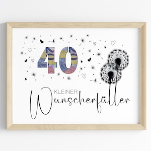 Presente em dinheiro para aniversário de 40 anos | Presente de aniversário que realiza desejos | ideia de presente criativo download instantâneo PDF | Cartaz redondo de aniversário