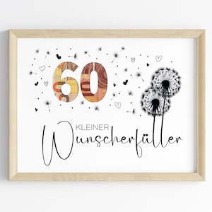 Geldgeschenk zum 60. Geburtstag | Wunscherfüller Geburtstagsgeschenk | kreative Geschenk Idee sofort Download PDF | Poster runder Geburtstag