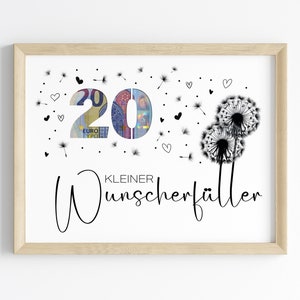 Presente em dinheiro para aniversário de 20 anos | pequeno presente de aniversário que realiza desejos | ideia criativa para presente Baixar PDF | Cartaz redondo de aniversário