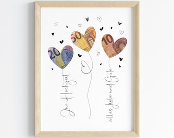 Wedding Money Gift | Wedding Poster | Creative DIY Gift | Bride and Groom Gift | Wedding Gift Money | Last Minute Instant Download
