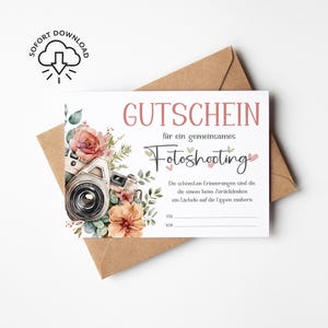 Cadeaubon voor een fotoshoot | Cadeau van tijd in plaats van spullen | Samen een fotoshoot maken | Direct downloaden | Cadeau-idee voor vriendin, stel, gezin of kind