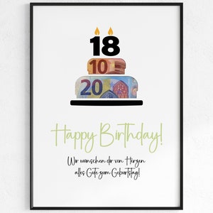 Geldgeschenk zum 18 Geburtstag Geschenkidee | Volljährig endlich 18 Geburtstagsgeschenk | Geschenk Idee Download | Poster Geburtstagskarte