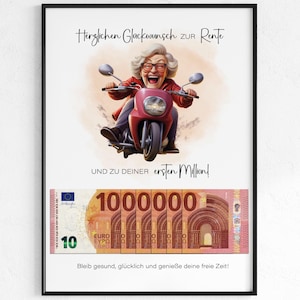 Pensione in contanti | Regalo di pensionamento | Dare soldi a un pensionato | primo milione di colleghi di lavoro | Regalo di addio dal lavoro | Scarica PDF