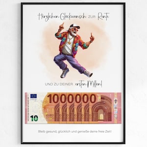 Pensione in contanti | Regalo di pensionamento | Dare soldi a un pensionato | primo milione di colleghi di lavoro | Regalo di addio dal lavoro | Scarica PDF