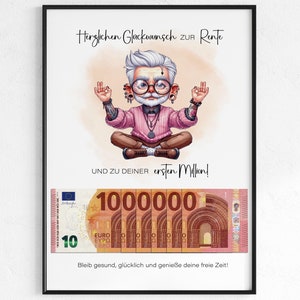 Pensione in contanti | Regalo di pensionamento | Dare soldi a un pensionato | primo milione di colleghi di lavoro | Regalo di addio per il marito | Scarica PDF