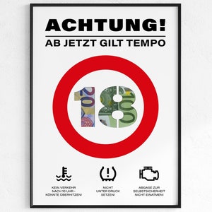 Lustiges Geldgeschenk zum 18 Geburtstag Idee | Volljährig endlich 18 Geburtstagsgeschenk | Geschenk Idee Download PDF | Poster Geburtstag
