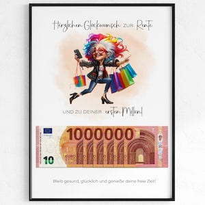 Pension en espèces | Cadeau de retraite | Donner de l'argent à un retraité | premier million de collègues de travail | Cadeau d'adieu du travail | Téléchargement PDF