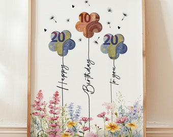 Verjaardagscadeau in geld | Verjaardagscadeau | Last minute creatief verjaardagscadeau PDF Direct downloaden PDF | Geschenk | Bloemen